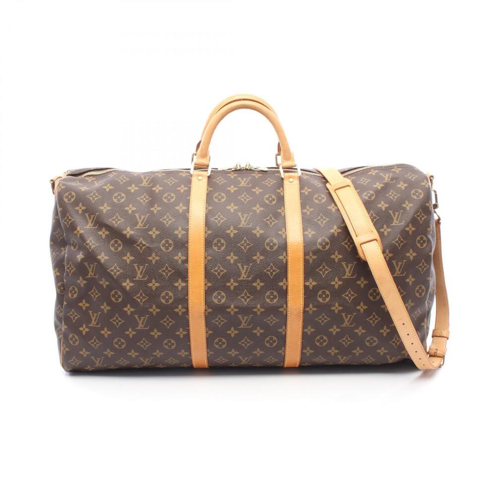Louis Vuitton Keepall Bandouliere Canvas Leather Monogram Travel Bag Brown